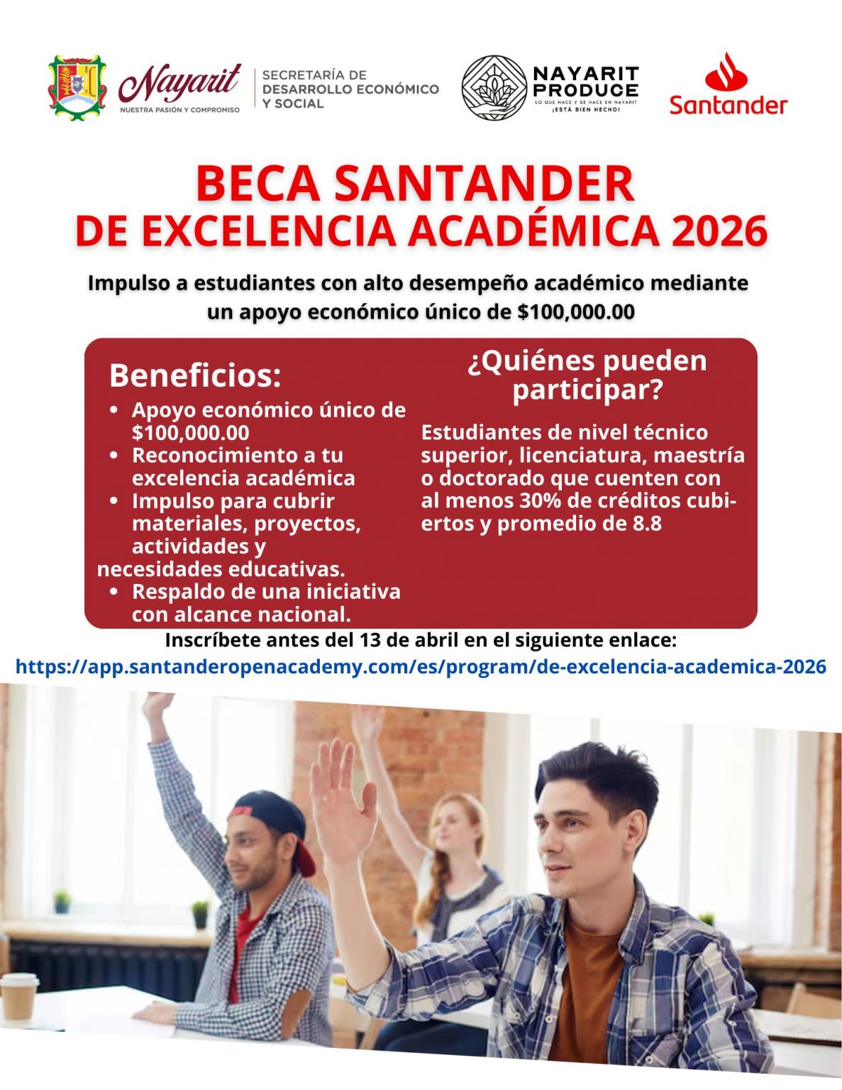 Lanzan convocatoria de la Beca Santander de Excelencia Académica 2026 ...